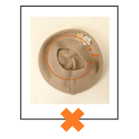 Kinder baret licht bruin/zand met vilten bloemen